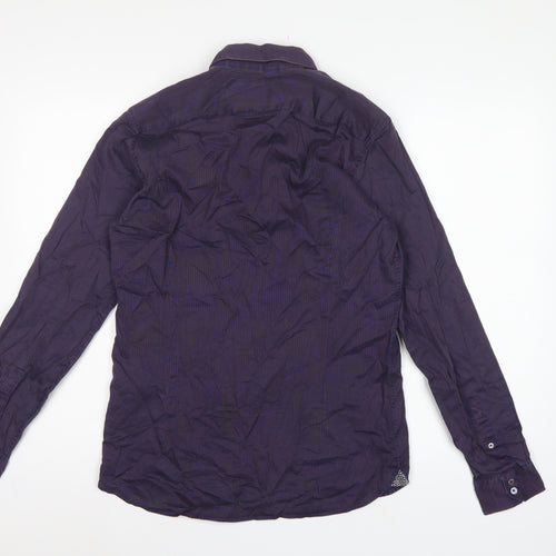 Ted Baker Men’s Purple Striped Cotton Stretch Shirt Size M Long Sleeve