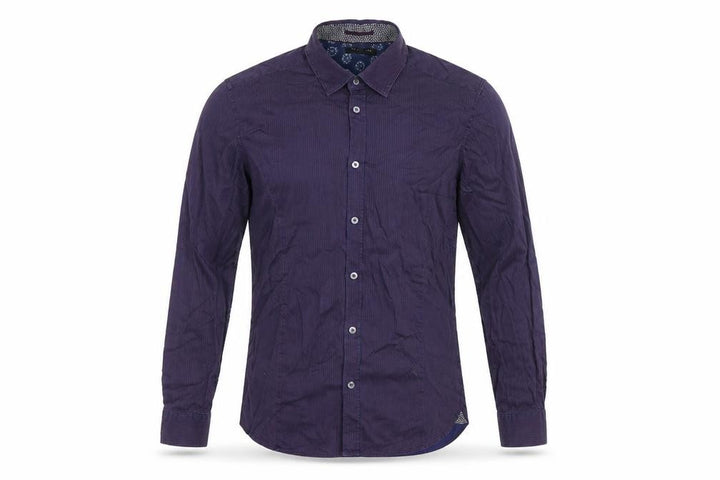 Ted Baker Men’s Purple Striped Cotton Stretch Shirt Size M Long Sleeve