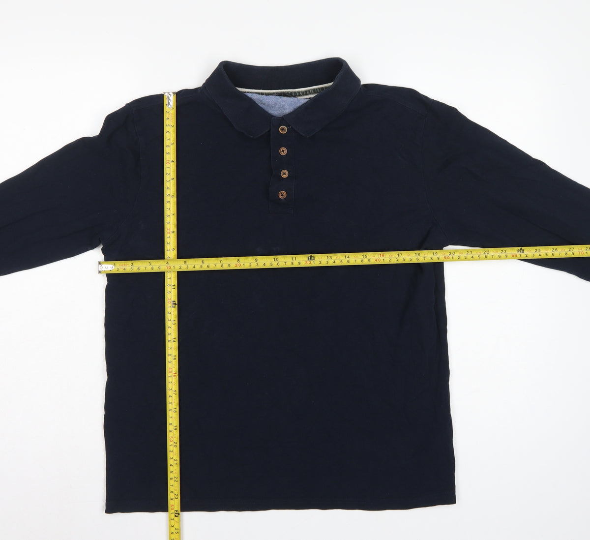 Brave Soul Men’s Blue L Long Sleeve Cotton Polo Shirt