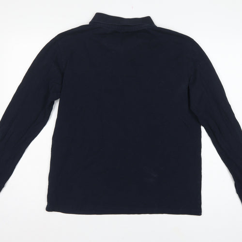 Brave Soul Men’s Blue L Long Sleeve Cotton Polo Shirt