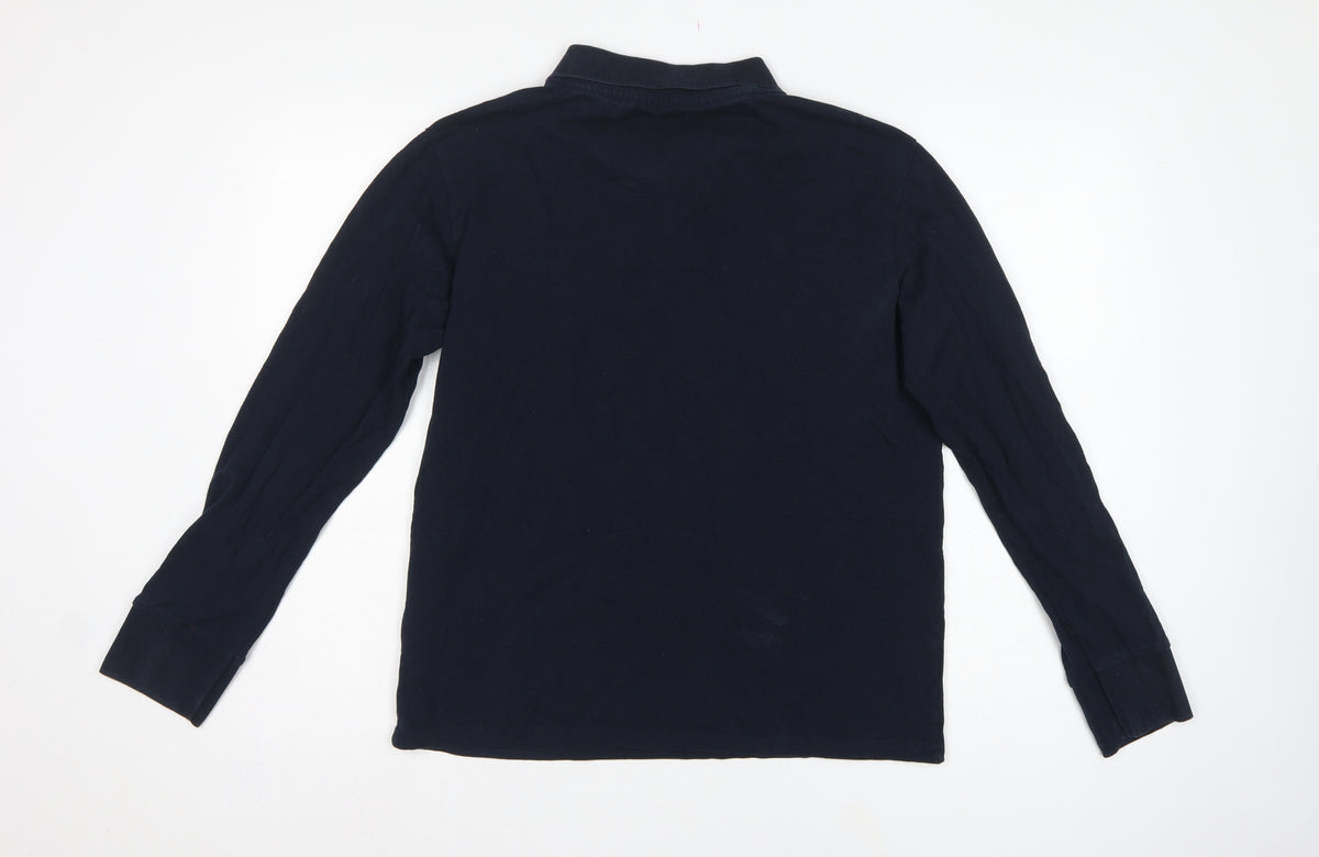 Brave Soul Men’s Blue L Long Sleeve Cotton Polo Shirt