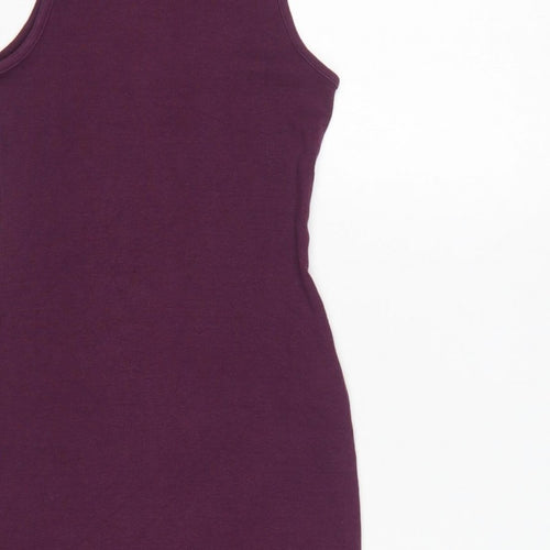 Zara Women Purple S Bodycon Midi Roll Neck Sleeveless Ribbed Dress