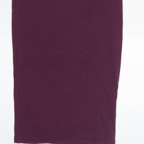 Zara Women Purple S Bodycon Midi Roll Neck Sleeveless Ribbed Dress