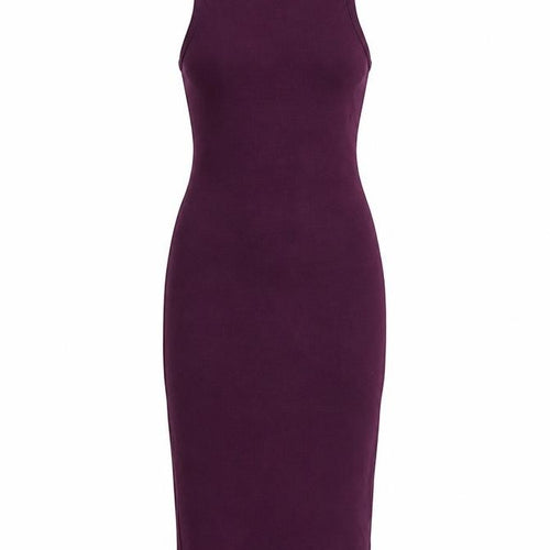 Zara Women Purple S Bodycon Midi Roll Neck Sleeveless Ribbed Dress
