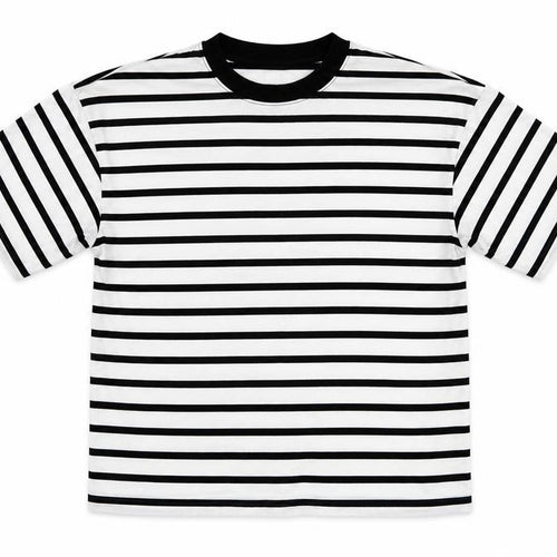 Marks and Spencer Women White Black Stripe Cotton T-Shirt UK 12 Basic