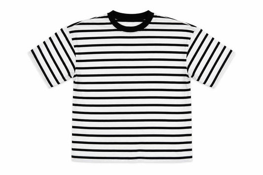 Marks and Spencer Women White Black Stripe Cotton T-Shirt UK 12 Basic