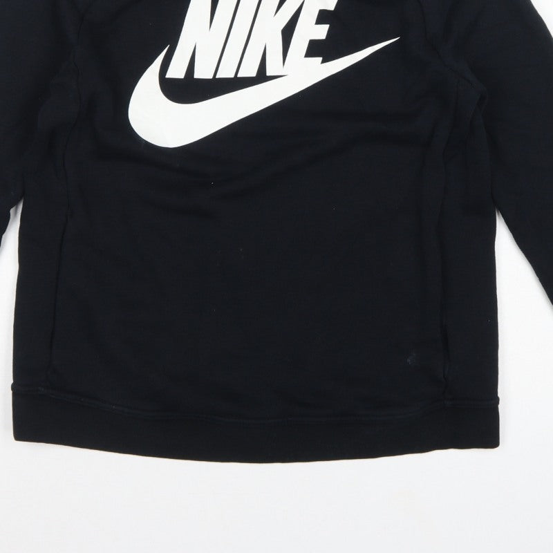 Additional view of Nike Women’s Black S Pullover Sweatshirt White Logo Raglan Crew Neck