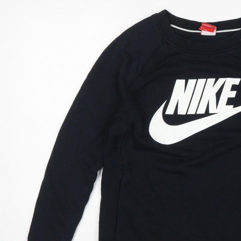 Additional view of Nike Women’s Black S Pullover Sweatshirt White Logo Raglan Crew Neck