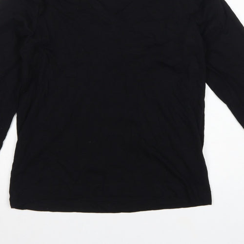 Selected Femme Women Black S Ruffle V-Neck Long Sleeve Cotton Blouse