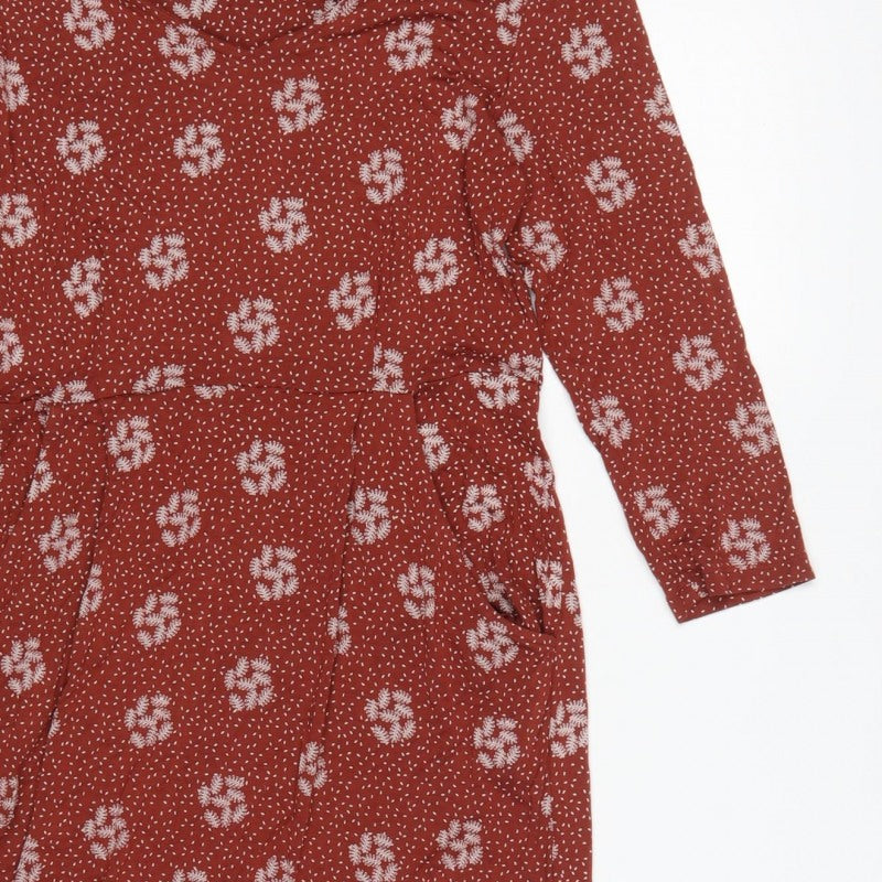 White Stuff Women Red Floral Fit & Flare Knee Length Dress UK 8