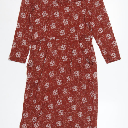 White Stuff Women Red Floral Fit & Flare Knee Length Dress UK 8