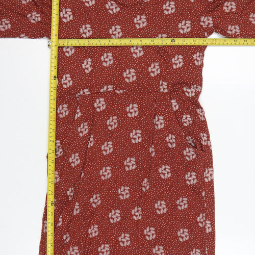 White Stuff Women Red Floral Fit & Flare Knee Length Dress UK 8