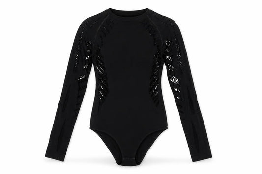 New Look Women Black M Long Sleeve Cut-Out Bodysuit Clubwear