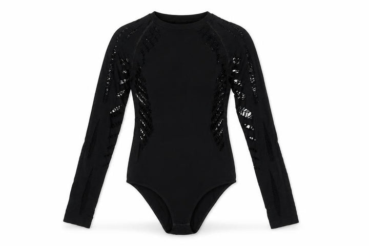 New Look Women Black M Long Sleeve Cut-Out Bodysuit Clubwear