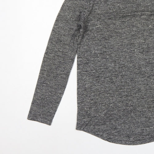 ASOS Men Grey Marl Slim Long Sleeve Crew Neck Curved Hem T-Shirt M