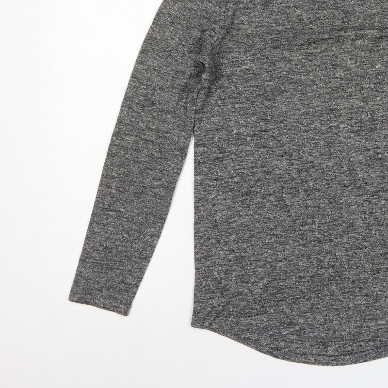 ASOS Men Grey Marl Slim Long Sleeve Crew Neck Curved Hem T-Shirt M