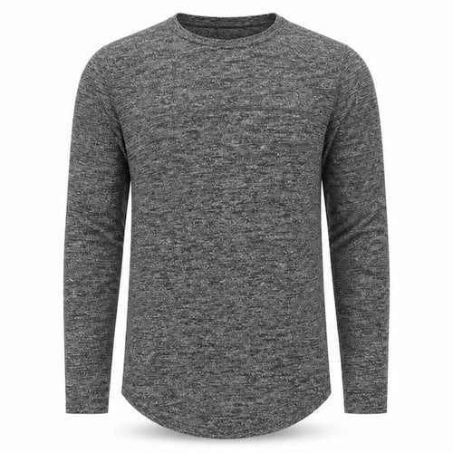 ASOS Men Grey Marl Slim Long Sleeve Crew Neck Curved Hem T-Shirt M