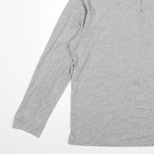French Connection Men Grey 2XL Long Sleeve 1/4 Zip Polo Shirt