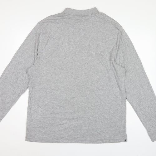 French Connection Men Grey 2XL Long Sleeve 1/4 Zip Polo Shirt