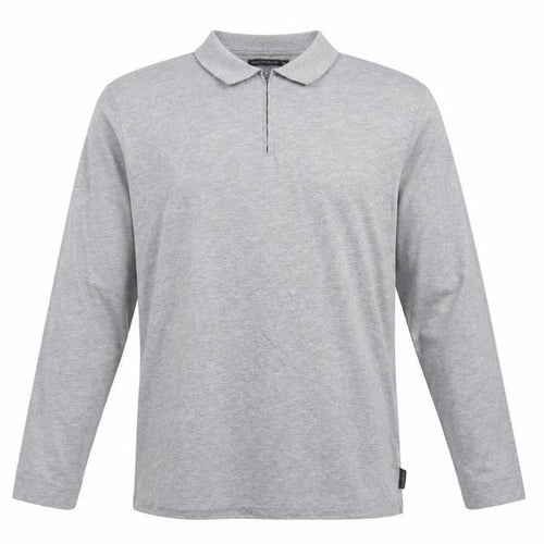 French Connection Men Grey 2XL Long Sleeve 1/4 Zip Polo Shirt