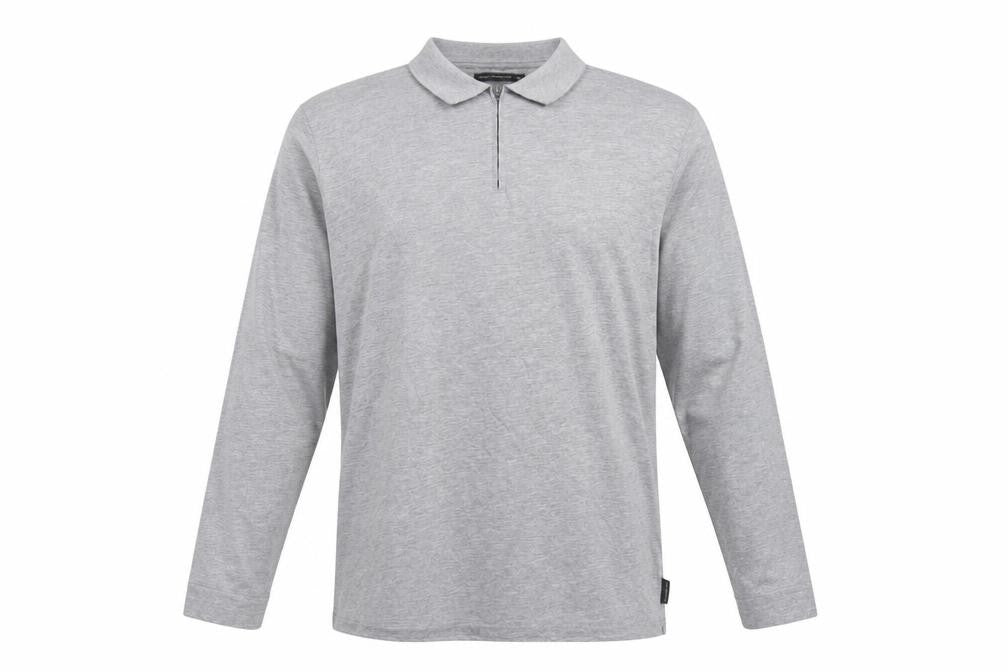 French Connection Men Grey 2XL Long Sleeve 1/4 Zip Polo Shirt