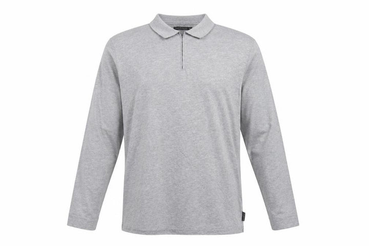 French Connection Men Grey 2XL Long Sleeve 1/4 Zip Polo Shirt