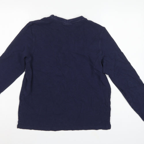 H&M Men's Blue M Long Sleeve Waffle Knit Henley Cotton T-Shirt