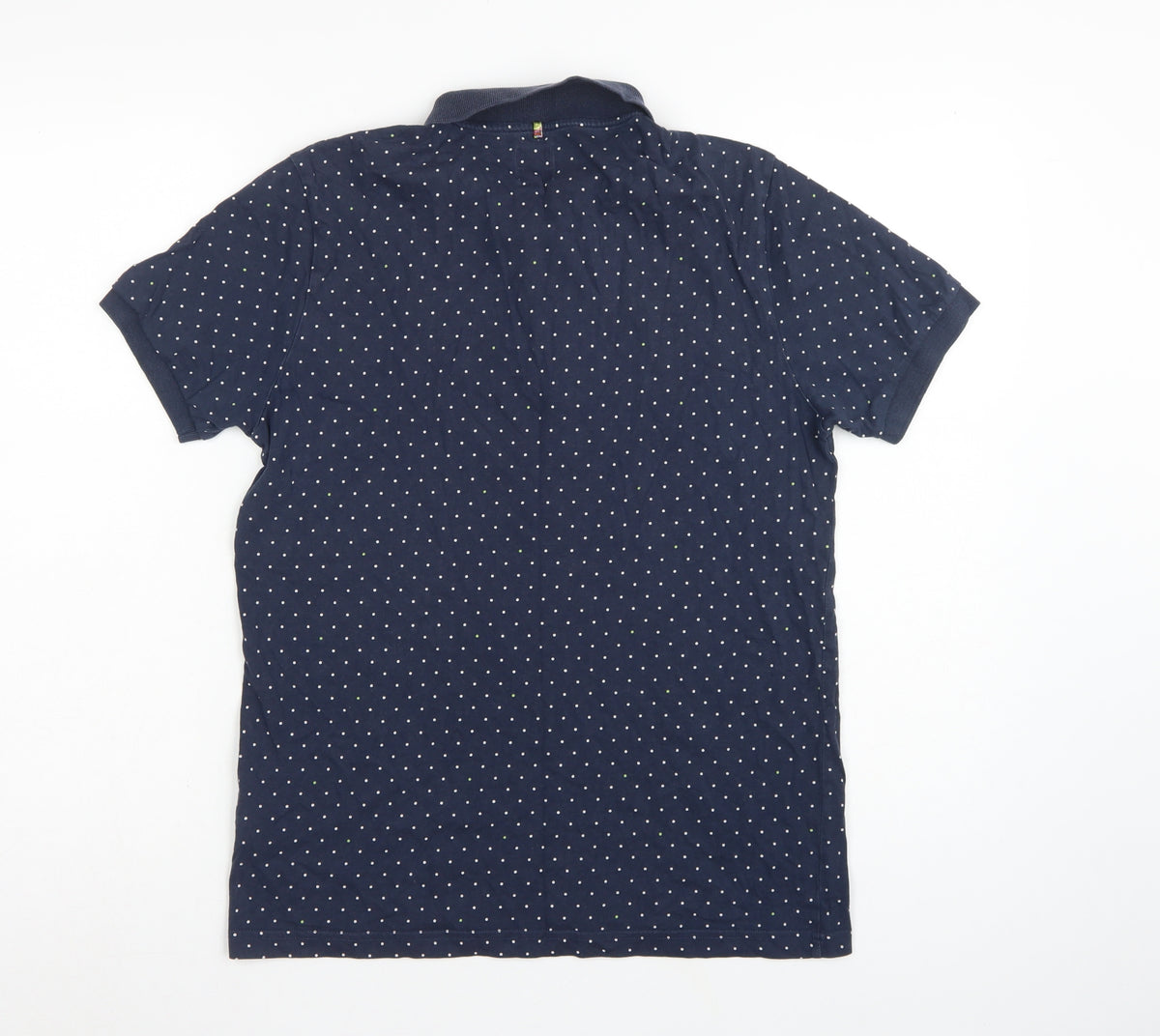 Pretty Green Men’s Blue Polka Dot Logo Short Sleeve Polo Shirt S