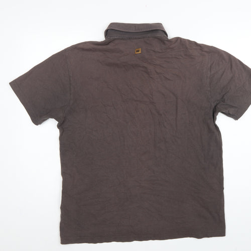 CAT Mens Brown L Premium Workwear Logo Short Sleeve Polo Shirt
