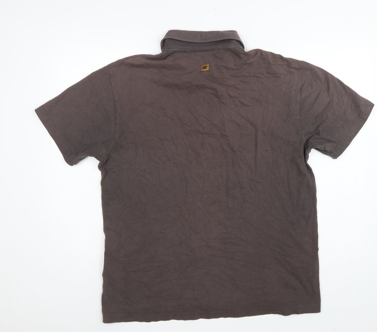 CAT Mens Brown L Premium Workwear Logo Short Sleeve Polo Shirt