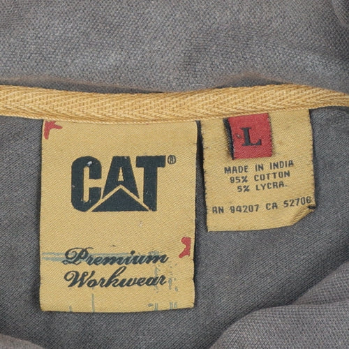 CAT Mens Brown L Premium Workwear Logo Short Sleeve Polo Shirt