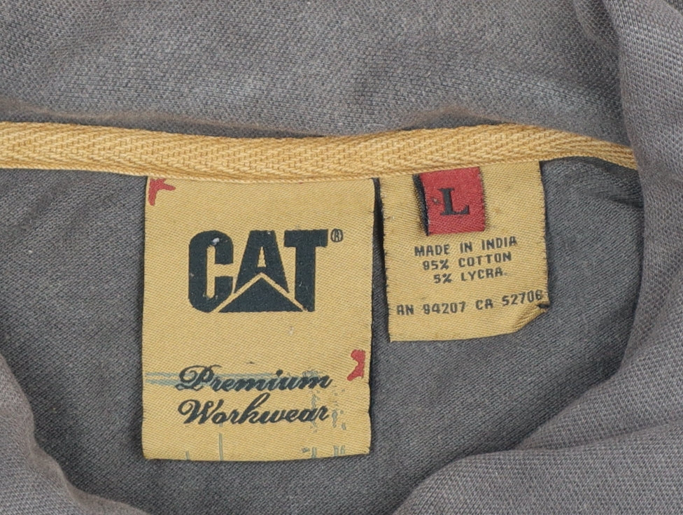 CAT Mens Brown L Premium Workwear Logo Short Sleeve Polo Shirt