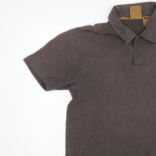 CAT Mens Brown L Premium Workwear Logo Short Sleeve Polo Shirt