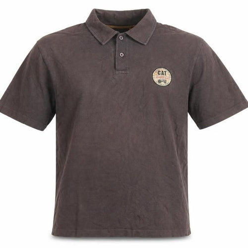 CAT Mens Brown L Premium Workwear Logo Short Sleeve Polo Shirt