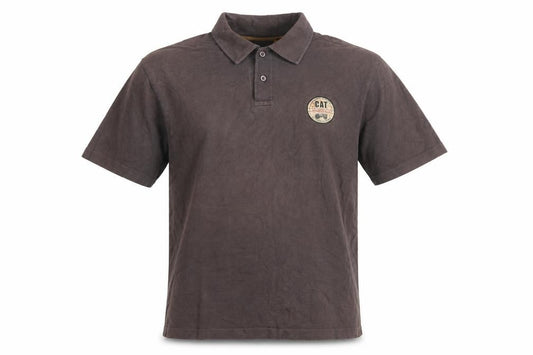CAT Mens Brown L Premium Workwear Logo Short Sleeve Polo Shirt