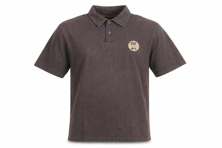 CAT Mens Brown L Premium Workwear Logo Short Sleeve Polo Shirt