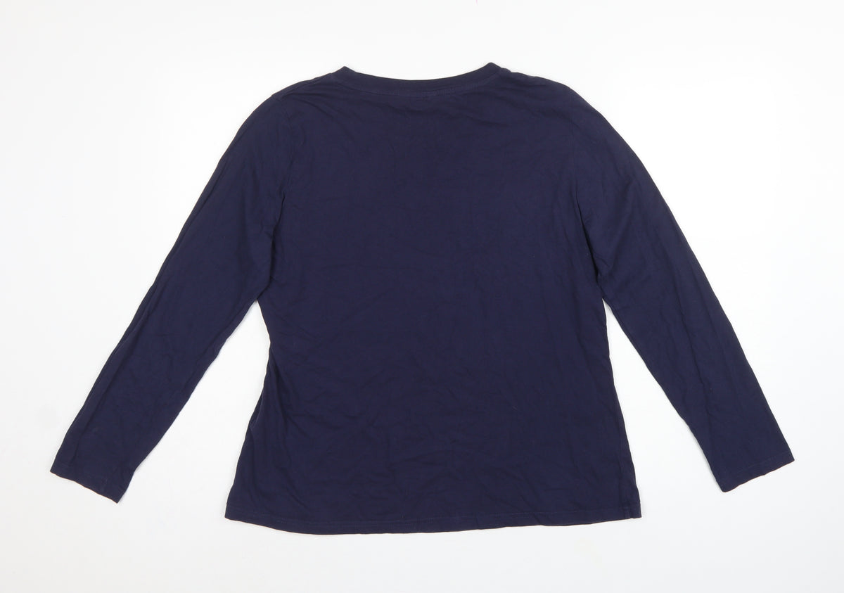 Joules Women’s Blue UK 16 Basic Long Sleeve Crew Neck Cotton T-Shirt