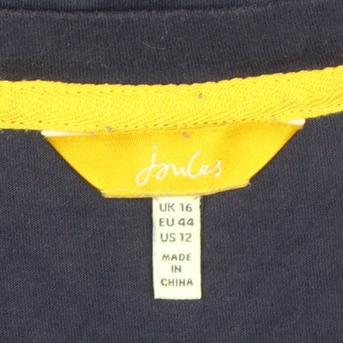 Joules Women’s Blue UK 16 Basic Long Sleeve Crew Neck Cotton T-Shirt