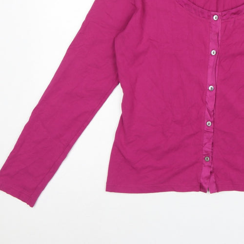 Charles Tyrwhitt Women’s Pink M Cotton Stretch Button-Up Scoop Neck Top