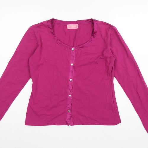 Charles Tyrwhitt Women’s Pink M Cotton Stretch Button-Up Scoop Neck Top