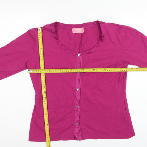 Charles Tyrwhitt Women’s Pink M Cotton Stretch Button-Up Scoop Neck Top