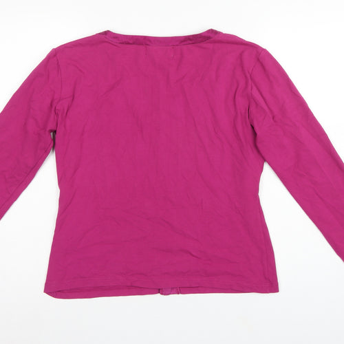 Charles Tyrwhitt Women’s Pink M Cotton Stretch Button-Up Scoop Neck Top