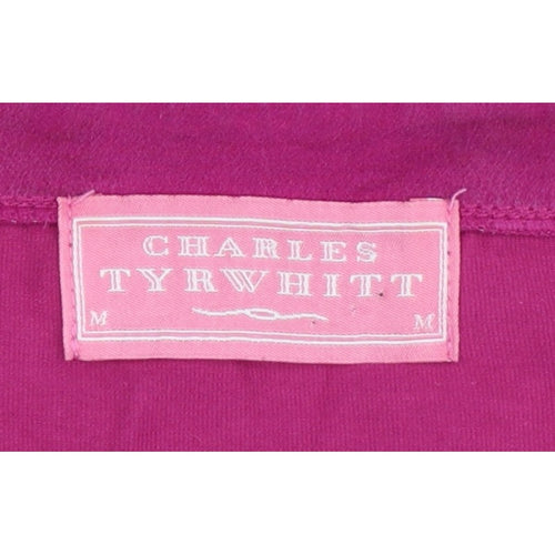 Charles Tyrwhitt Women’s Pink M Cotton Stretch Button-Up Scoop Neck Top