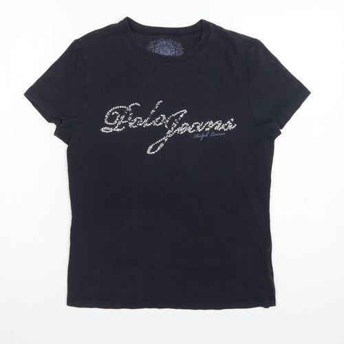 Polo Jeans Ralph Lauren Women Black XL Rhinestone Logo Stretch T-Shirt