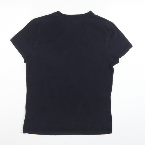 Polo Jeans Ralph Lauren Women Black XL Rhinestone Logo Stretch T-Shirt
