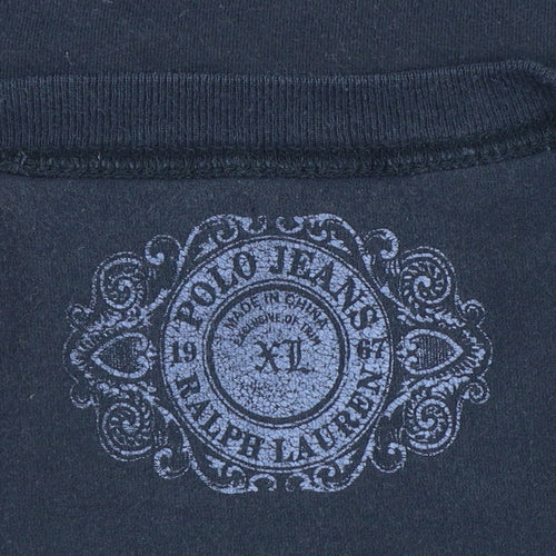 Polo Jeans Ralph Lauren Women Black XL Rhinestone Logo Stretch T-Shirt