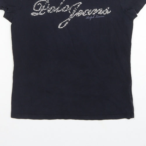 Polo Jeans Ralph Lauren Women Black XL Rhinestone Logo Stretch T-Shirt