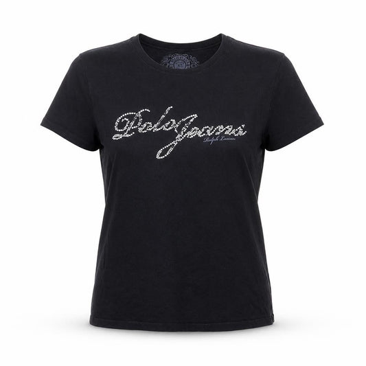 Polo Jeans Ralph Lauren Women Black XL Rhinestone Logo Stretch T-Shirt