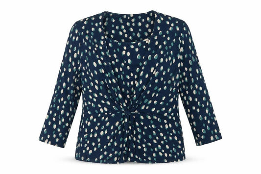 Eastex Women’s Blue Spot Print Wrap Blouse UK 18 Long Sleeve