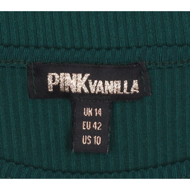 Pink Vanilla Women Green UK 14 Cropped Rib Knit Long Sleeve T-Shirt